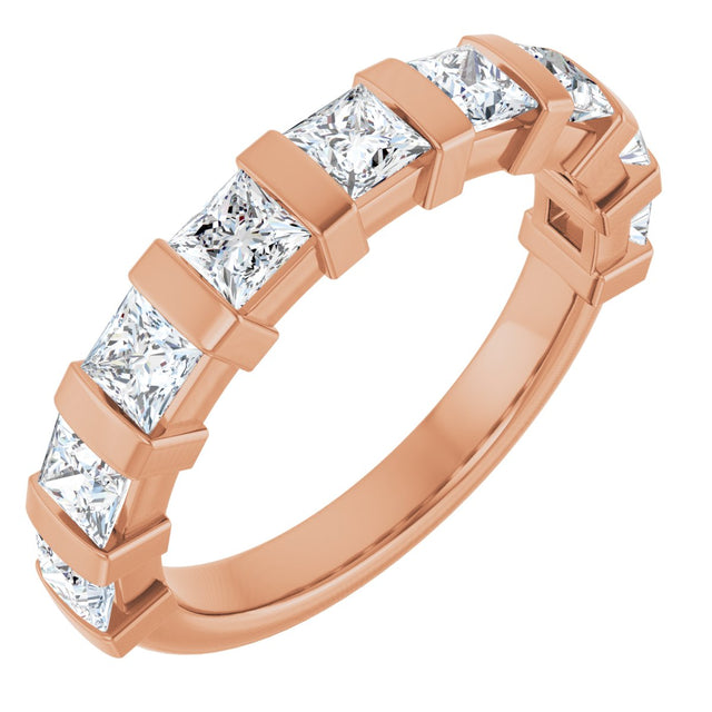 14K Gold Square Lab-Grown Diamond Bar Channel-Set Anniversary Band – 1/3–1 1/2 CTW - Rose Gold