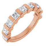 14K Gold Square Natural Diamond Bar Channel-Set Anniversary Band – 1/3–1 1/2 CTW - Rose Gold