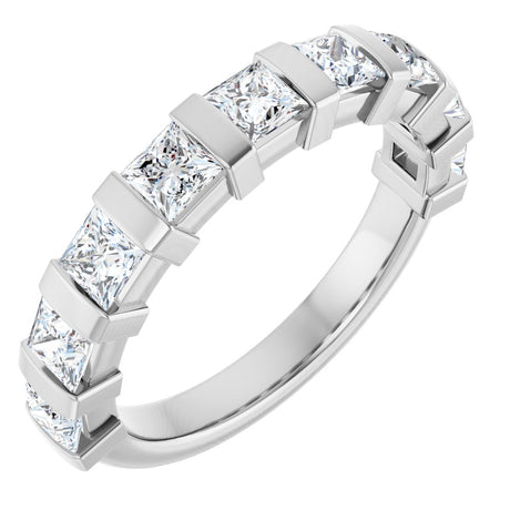 10K Gold Square Natural Diamond Bar Channel-Set Anniversary Band – 1 3/8–2 3/4 CTW (Style 123675) - White Gold