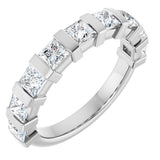 14K Gold Square Lab-Grown Diamond Bar Channel-Set Anniversary Band – 1/3–1 1/2 CTW - White Gold