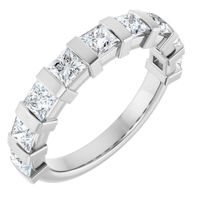Platinum Square Natural Diamond Bar Channel-Set Anniversary Band – 1/3–1 1/2 CTW