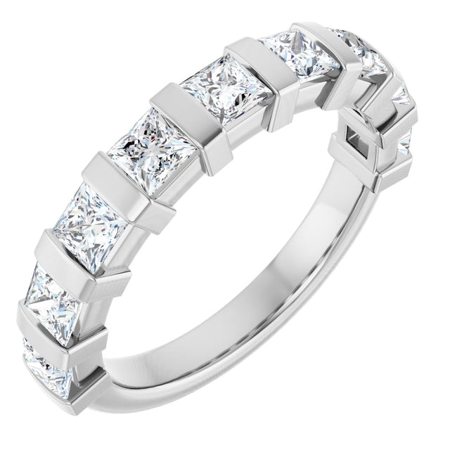 14K Gold Square Natural Diamond Bar Channel-Set Anniversary Band – 1/3–1 1/2 CTW - White Gold
