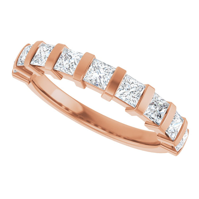 10K Gold Square Natural Diamond Bar Channel-Set Anniversary Band – 3/8–1 1/6 CTW - Rose Gold - view 5