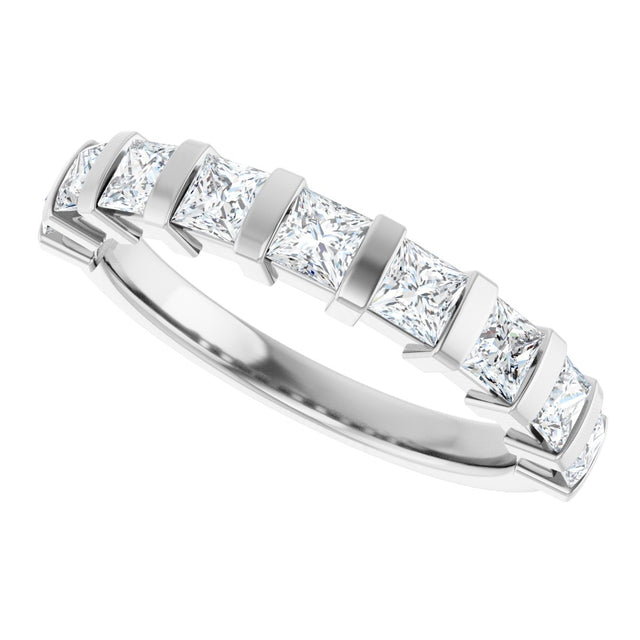 10K Gold Square Lab-Grown Diamond Bar Channel-Set Anniversary Band – 1/3–9/10 CTW - White Gold - view 5