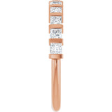 10K Gold Square Natural Diamond Bar Channel-Set Anniversary Band – 3/8–1 1/6 CTW - Rose Gold - view 4