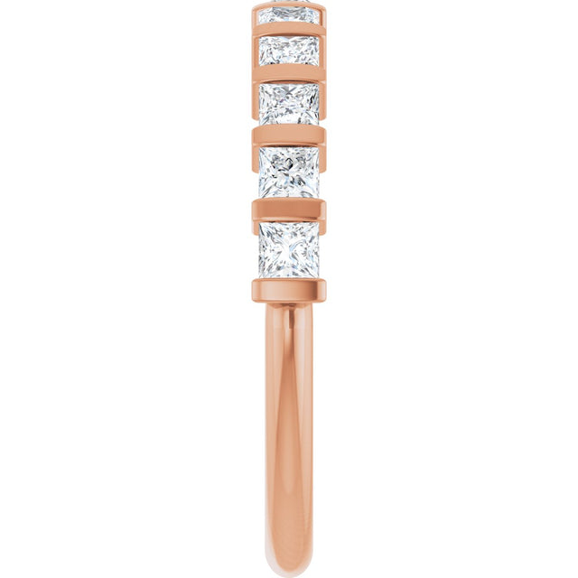 10K Gold Square Natural Diamond Bar Channel-Set Anniversary Band – 3/8–1 1/6 CTW - Rose Gold - view 4