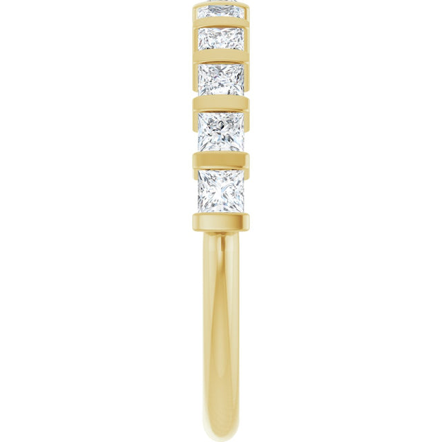 10K Gold Square Lab-Grown Diamond Bar Channel-Set Anniversary Band – 1/3–9/10 CTW - Yellow Gold - view 4