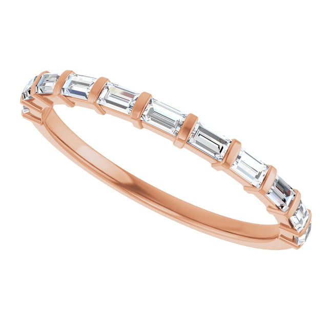 10K Gold Straight Baguette Lab-Grown Diamond Bar Channel-Set Anniversary Band – 1/5–1/2 CTW (Style 123675) - Rose Gold - view 5