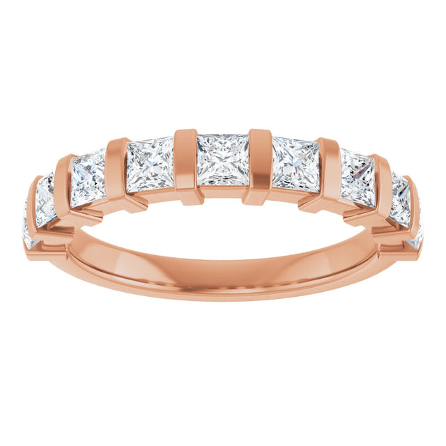 10K Gold Square Lab-Grown Diamond Bar Channel-Set Anniversary Band – 1/3–9/10 CTW - Rose Gold - view 3
