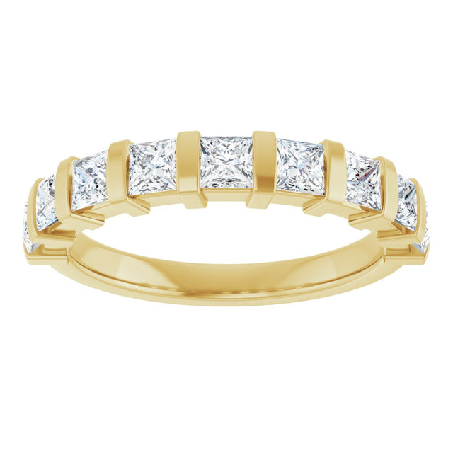 10K Gold Square Natural Diamond Bar Channel-Set Anniversary Band – 3/8–1 1/6 CTW - Yellow Gold - view 3