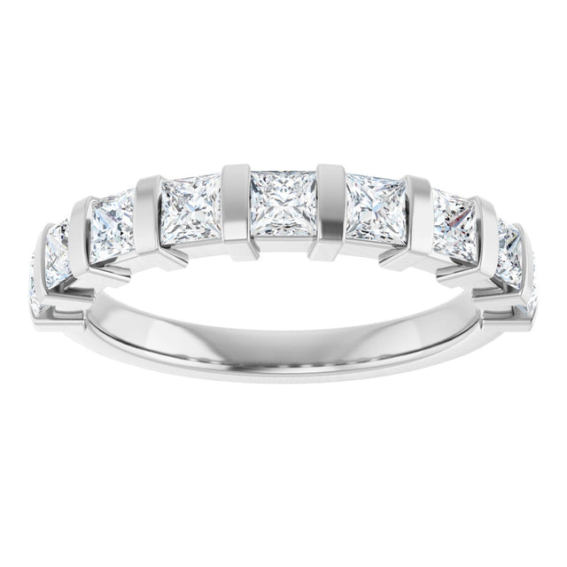 10K Gold Square Lab-Grown Diamond Bar Channel-Set Anniversary Band – 1/3–9/10 CTW - White Gold - view 3
