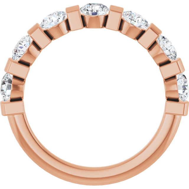 10K Gold Round Natural Diamond Bar Channel-Set Anniversary Band – 3/4–1 1/2 CTW (Style 123675) - Rose Gold - view 2