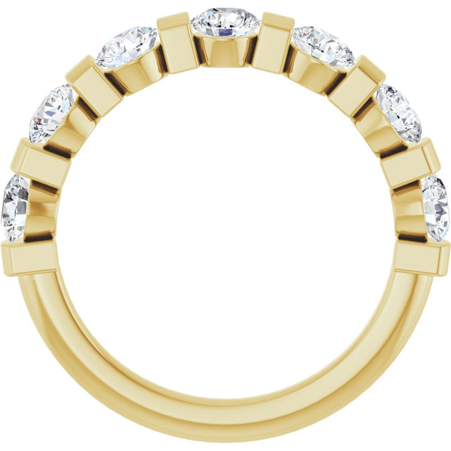 10K Gold Round Natural Diamond Bar Channel-Set Anniversary Band – 3/4–1 1/2 CTW (Style 123675) - Yellow Gold - view 2