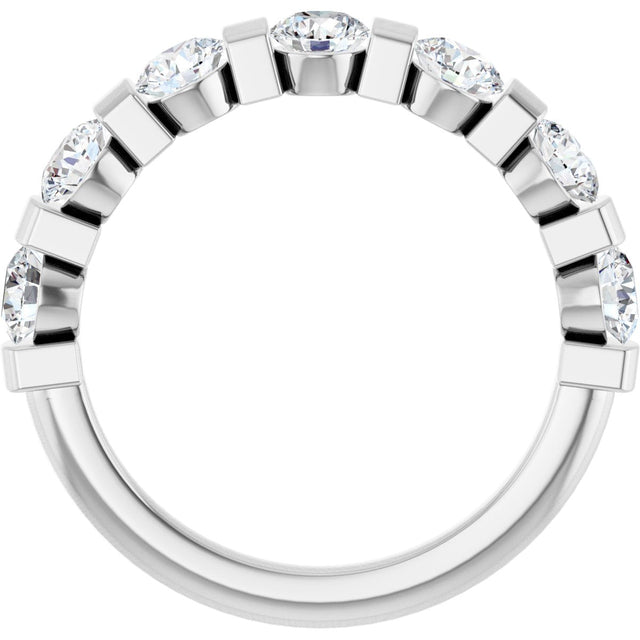 10K Gold Round Natural Diamond Bar Channel-Set Anniversary Band – 3/4–1 1/2 CTW (Style 123675) - White Gold - view 2