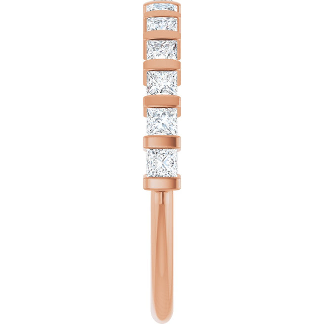 10K Gold Square Natural Diamond Bar Channel-Set Anniversary Band – 3/8–1 1/6 CTW - Rose Gold - view 4
