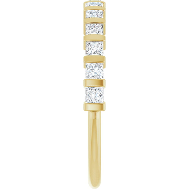 14K Gold Square Lab-Grown Diamond Bar Channel-Set Anniversary Band – 1/3–1 1/2 CTW - Yellow Gold - view 4