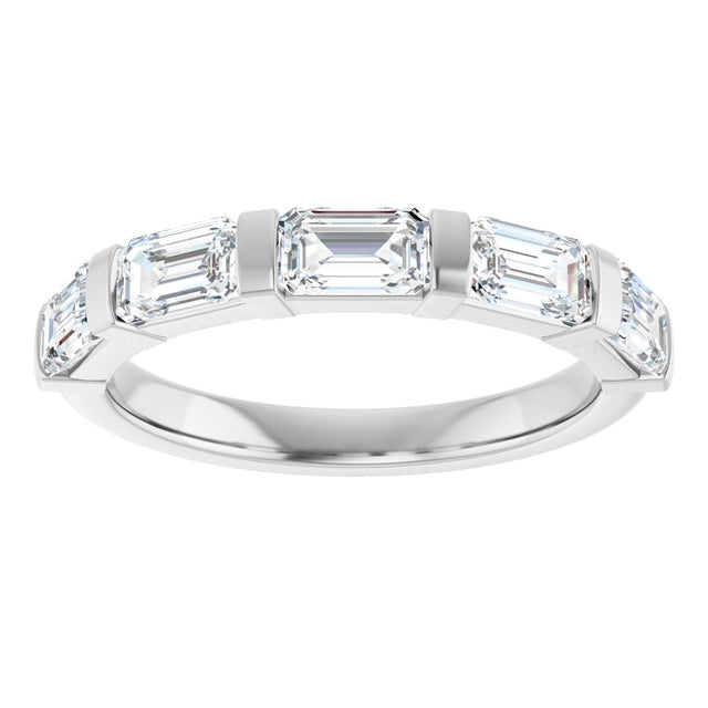 10K Gold Emerald Natural Diamond Bar Channel-Set Anniversary Band – 1 3/4–3 1/4 CTW (Style 123675) - White Gold - view 3