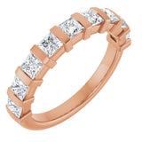 10K Gold Square Natural Diamond Bar Channel-Set Anniversary Band – 3/8–1 1/6 CTW - Rose Gold