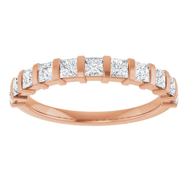 10K Gold Square Lab-Grown Diamond Bar Channel-Set Anniversary Band – 1/3–9/10 CTW - Rose Gold - view 3