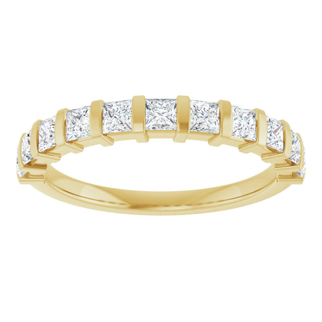 10K Gold Square Lab-Grown Diamond Bar Channel-Set Anniversary Band – 1/3–9/10 CTW - Yellow Gold - view 3