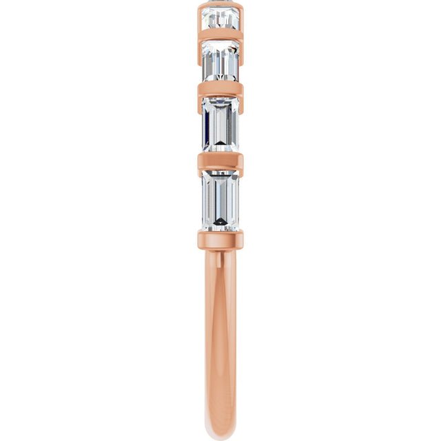 10K Gold Straight Baguette Lab-Grown Diamond Bar Channel-Set Anniversary Band – 1/5–1/2 CTW (Style 123675) - Rose Gold - view 4