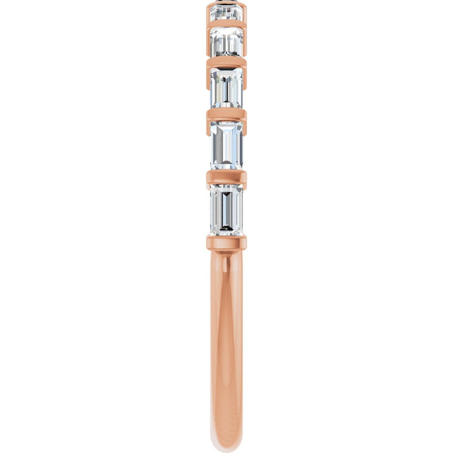 10K Gold Straight Baguette Lab-Grown Diamond Bar Channel-Set Anniversary Band – 1/5–1/2 CTW (Style 123675) - Rose Gold - view 4