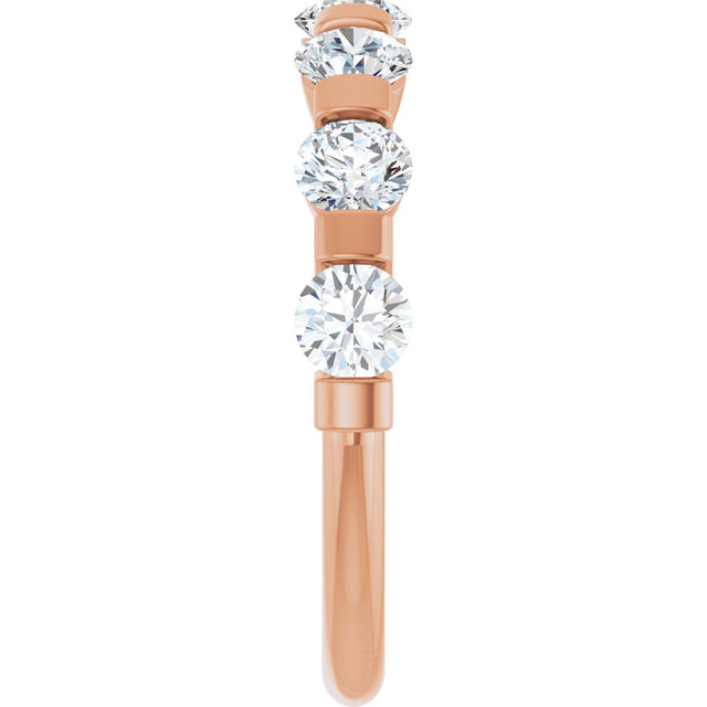 10K Gold Round Lab-Grown Diamond Bar Channel-Set Anniversary Band – 7/8–1 1/3 CTW - Rose Gold - view 4