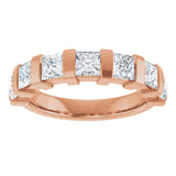 10K Gold Square Natural Diamond Bar Channel-Set Anniversary Band – 1 3/8–2 3/4 CTW (Style 123675) - Rose Gold - view 3