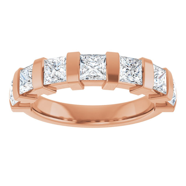 10K Gold Square Natural Diamond Bar Channel-Set Anniversary Band – 1 3/8–2 3/4 CTW (Style 123675) - Rose Gold - view 3