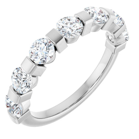 10K Gold Round Natural Diamond Bar Channel-Set Anniversary Band – 3/4–1 1/2 CTW (Style 123675) - White Gold