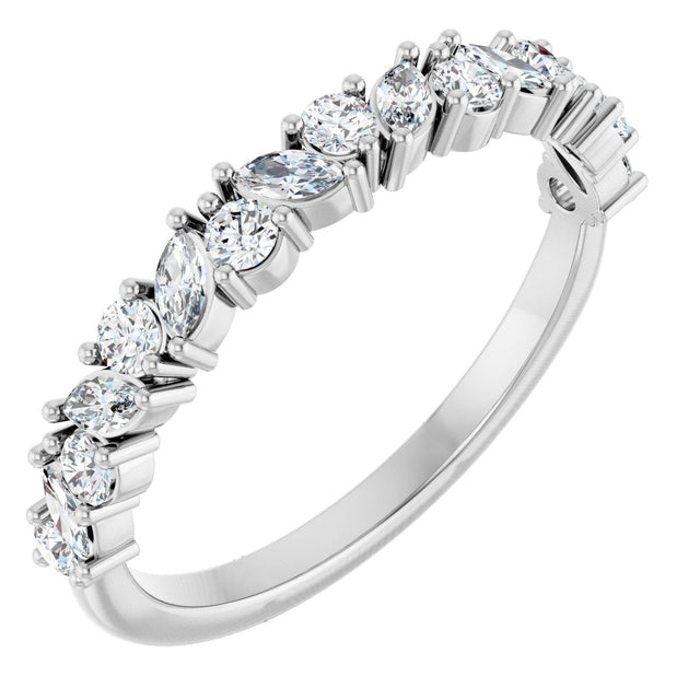 14K Gold Marquise Natural Diamond Scattered Anniversary Band – 1/2 CTW - White Gold