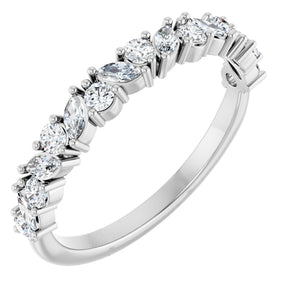 Platinum Marquise Natural Diamond Scattered Anniversary Band – 1/2 CTW