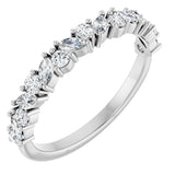 Platinum Marquise Lab-Grown Diamond Scattered Anniversary Band – 3x1.5 mm Stones