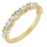 14K Gold Marquise Lab-Grown Diamond Scattered Anniversary Band – 3x1.5 mm Stones - Yellow Gold