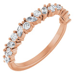 14K Gold Marquise Lab-Grown Diamond Scattered Anniversary Band – 3x1.5 mm Stones - Rose Gold