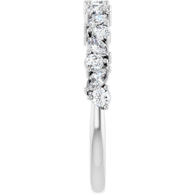 Platinum Marquise Lab-Grown Diamond Scattered Anniversary Band – 3x1.5 mm Stones - view 4