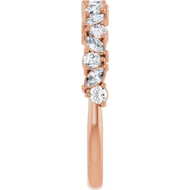 14K Gold Marquise Lab-Grown Diamond Scattered Anniversary Band – 3x1.5 mm Stones - Rose Gold - view 4