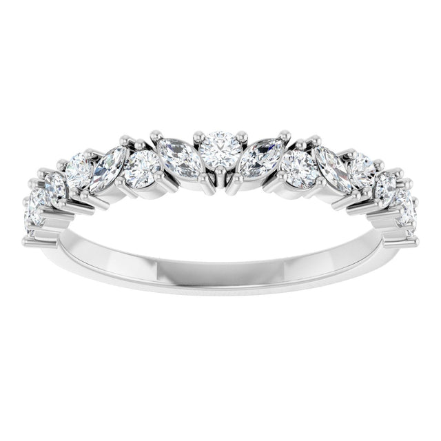 Platinum Marquise Lab-Grown Diamond Scattered Anniversary Band – 3x1.5 mm Stones - view 3