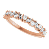 14K Gold Marquise Lab-Grown Diamond Scattered Anniversary Band – 3x1.5 mm Stones - Rose Gold - view 5