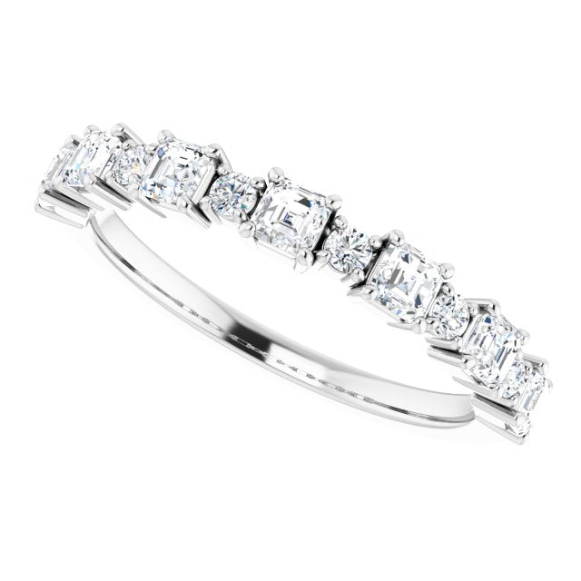 14K Gold Asscher Natural Diamond Anniversary Band – 1/2–1 1/3 CTW - White Gold - view 5