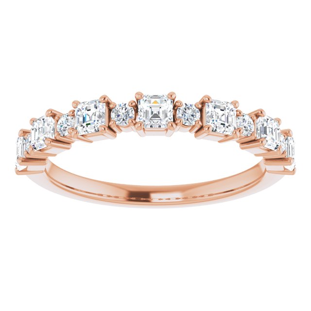14K Gold Asscher Natural Diamond Anniversary Band – 1/2–1 1/3 CTW - Rose Gold - view 3