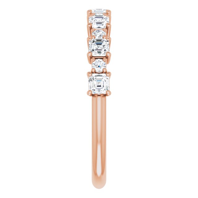 14K Gold Asscher Natural Diamond Anniversary Band – 1/2–1 1/3 CTW - Rose Gold - view 4