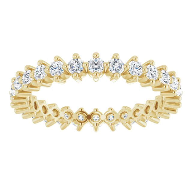 14K Gold Round Natural Diamond Eternity Band – 1.7 mm Stones - Yellow Gold - view 3