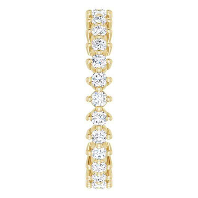 14K Gold Round Natural Diamond Eternity Band – 1.7 mm Stones - Yellow Gold - view 4
