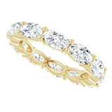 14K Gold Oval Natural Diamond Eternity Band – 5x3 mm Stones - Yellow Gold - view 5