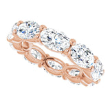 14K Gold Oval Lab-Grown Diamond Eternity Band – 6x4 mm Stones - Rose Gold - view 5