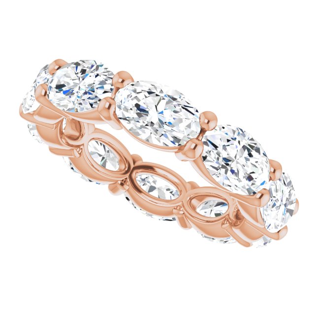14K Gold Oval Lab-Grown Diamond Eternity Band – 6x4 mm Stones - Rose Gold - view 5