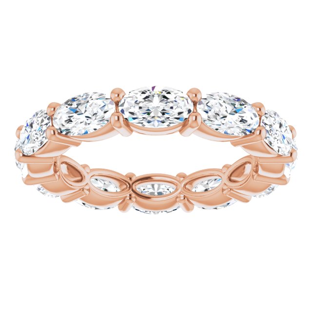 14K Gold Oval Lab-Grown Diamond Eternity Band – 5x3 mm Stones - Rose Gold - view 3
