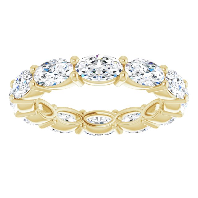14K Gold Oval Lab-Grown Diamond Eternity Band – 5x3 mm Stones - Yellow Gold - view 3