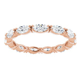 14K Gold Marquise Natural Diamond Eternity Band – 4x2 mm Stones - Rose Gold - view 3